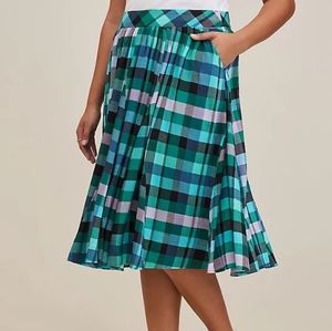 Torrid size 2 MIDI GODET SKIRT - CHALLIS PLAID NWT